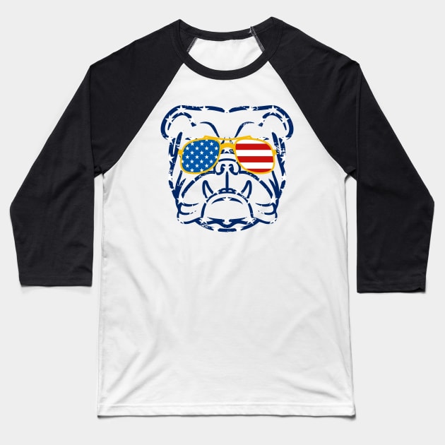 English Bulldog American Sunglasses T shirt 4th of July Gift Baseball T-Shirt by Ramadangonim